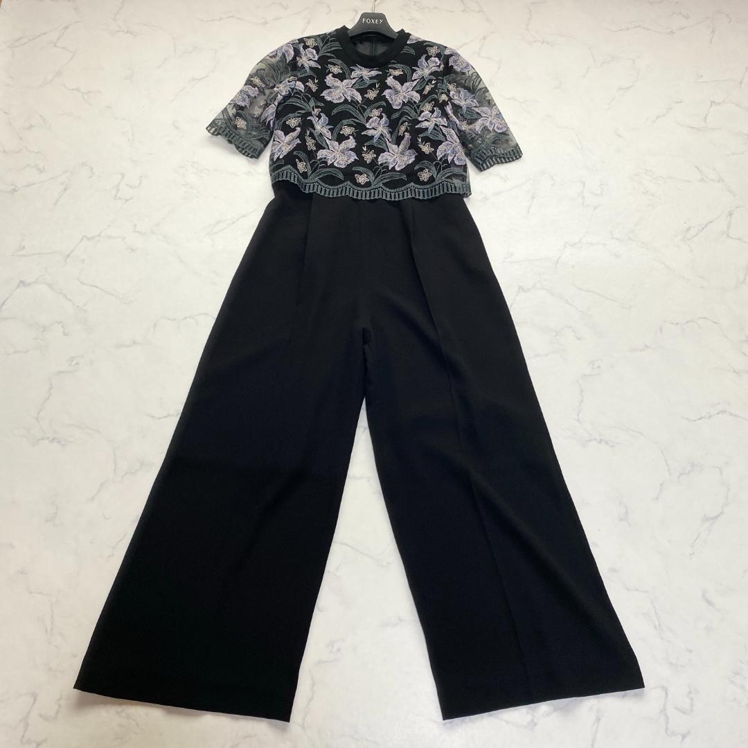 美品✨グレースコンチネンタル フラワー刺繍オールインワン サロペット36