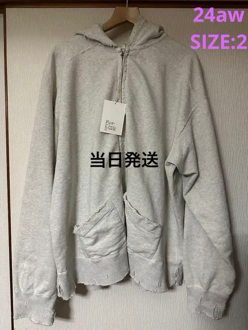 トップス ANCELLM CRASH ZIP HOODIE HEATHER WHITE