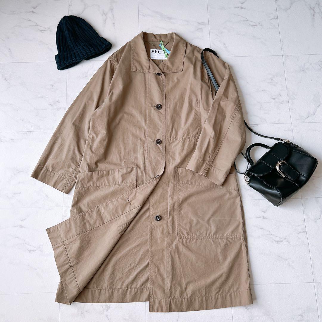 マーガレットハウエル COTTON POPLIN ステンカラー ロングコート B