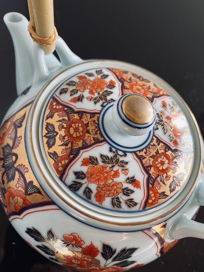 未使用◆有田焼 清兵衛 古伊万里紋様 蓋付茶器揃え 金彩 急須 湯呑み5客セット