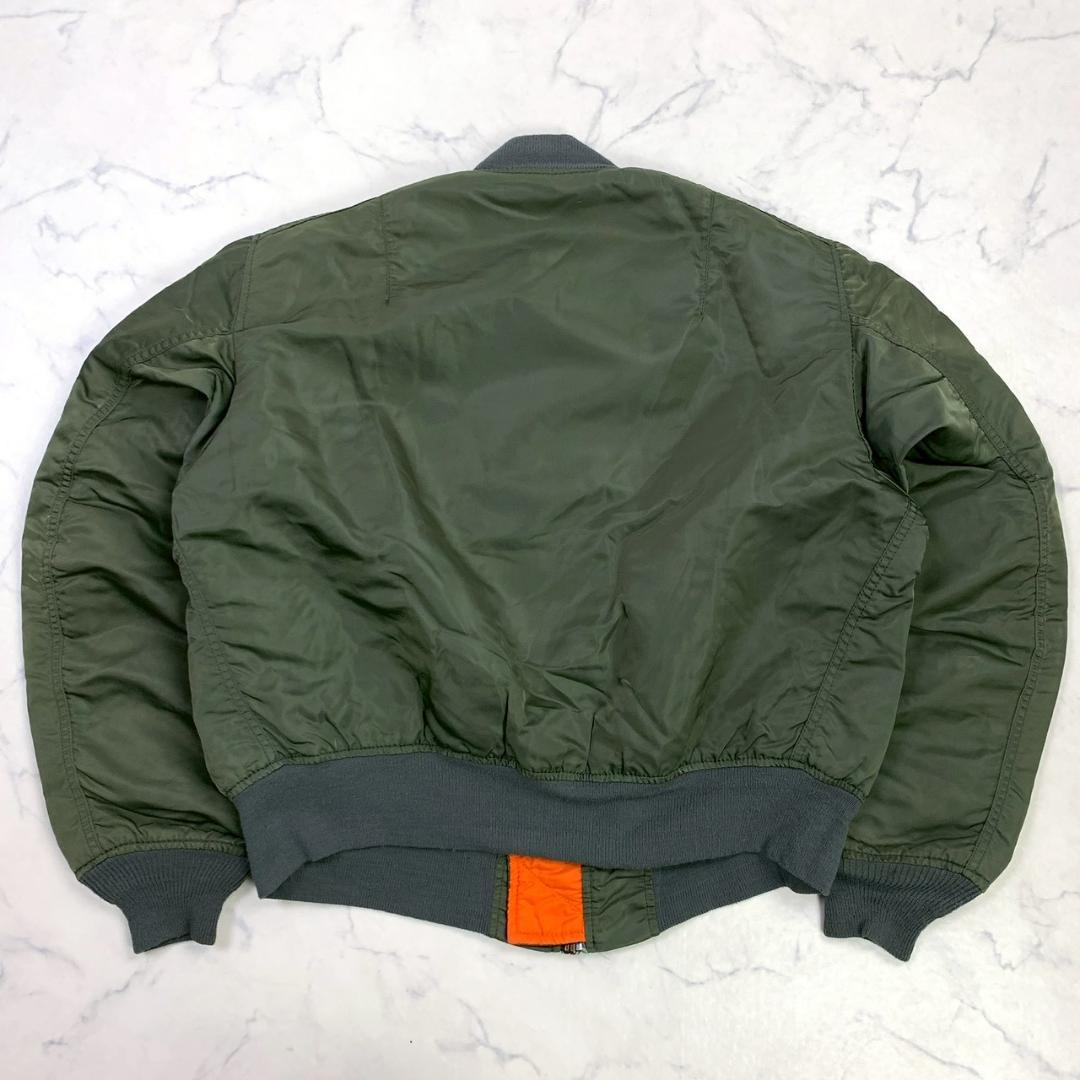 90s USA製 ALPHA MA-1 フライトジャケット カーキ L　D927