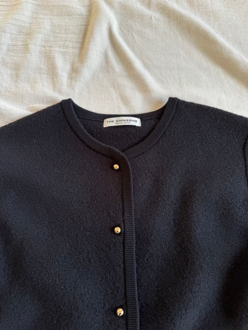 SHINZONE BOUCLE KNIT JACKET ブラック