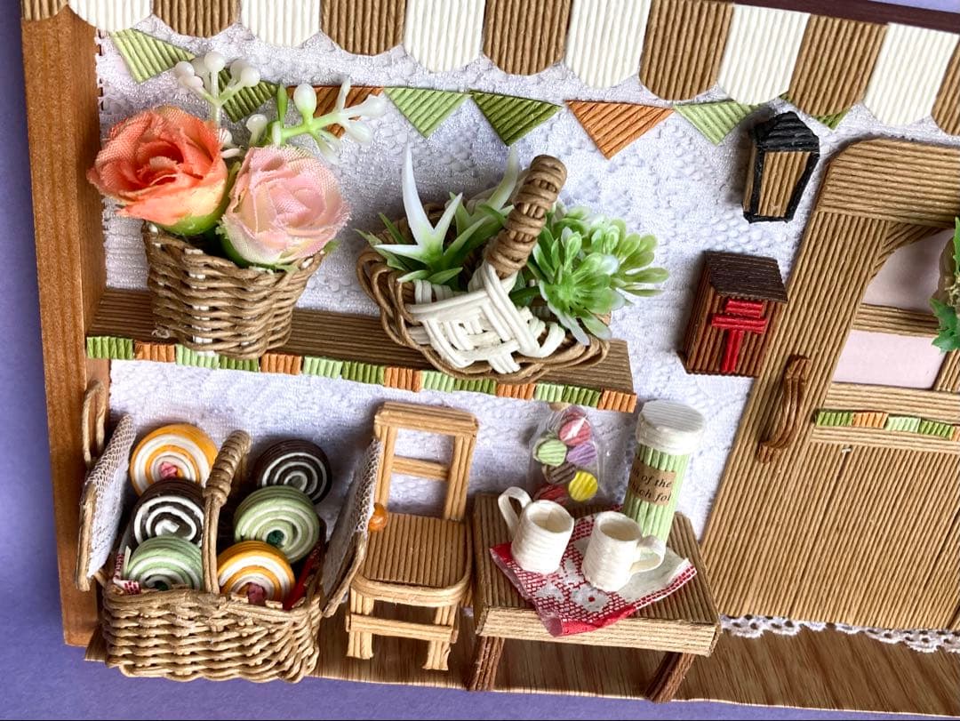 ミニチュア　ガーデン　ドールハウス　クラフトバンド　ハンドメイド　エコクラフト