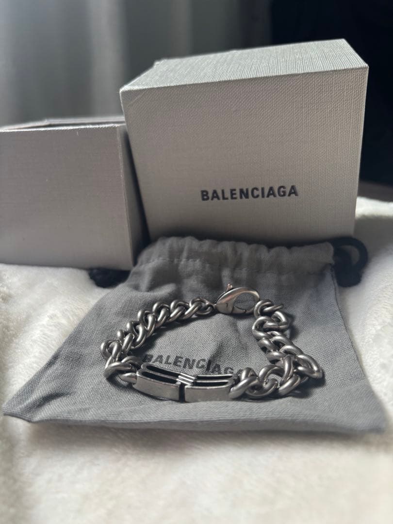 【美品】BALENCIAGA ブレスレット BB ICON シルバー Lサイズ