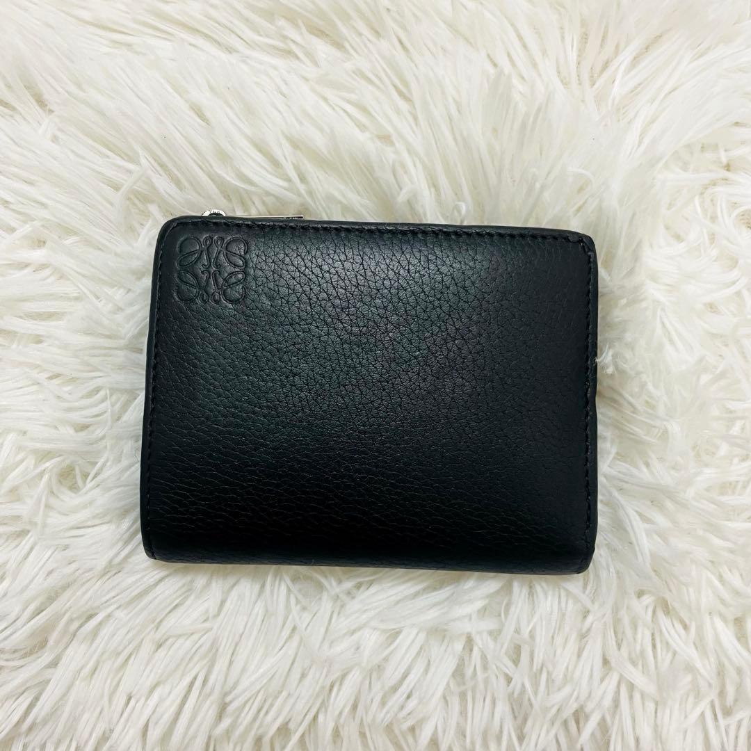 極美✨付属完備✨ロエベ 二つ折り財布 アナグラム コンパクト レザー 黒 現行