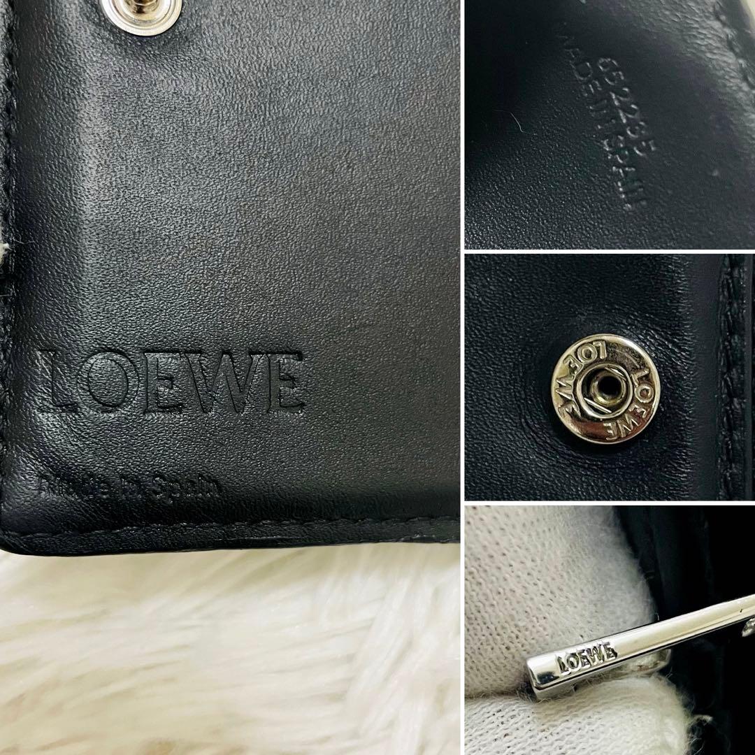 極美✨付属完備✨ロエベ 二つ折り財布 アナグラム コンパクト レザー 黒 現行