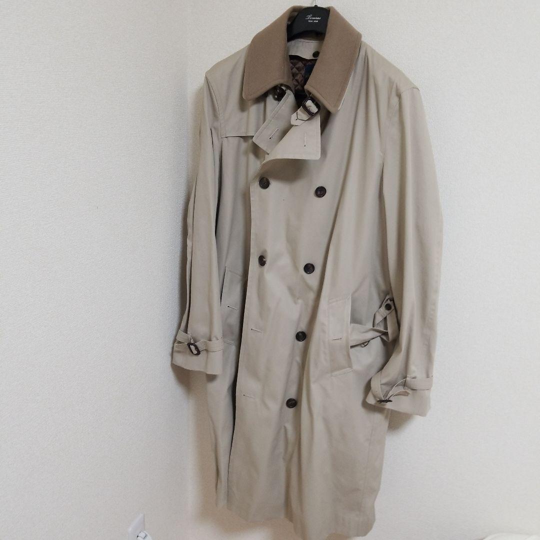 美品◎ブルックスブラザーズ ロングトレンチコート48ベージュ カシミヤ混ライナー