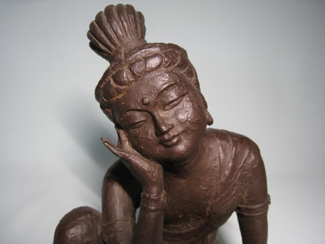 ブロンズ製　【やすらぎ】友沢正彦　おはぐろ技法　如意輪観音菩薩坐像