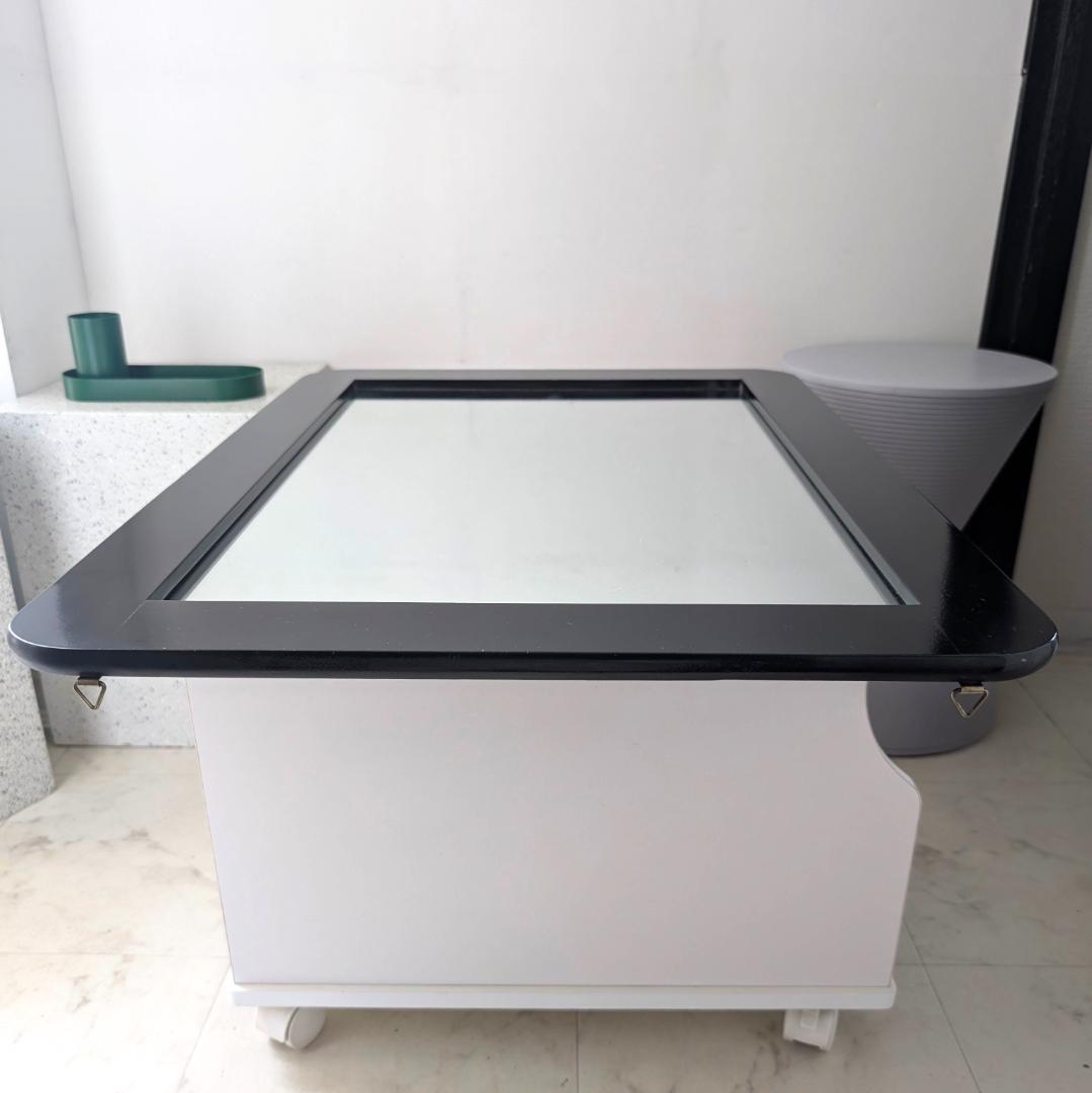 角丸フレーム ブラック ウォールミラー 立て掛け鏡 ビンテージ スペースエイジ