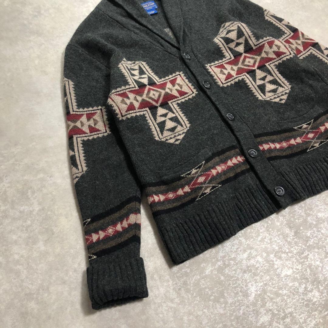極美品 ペンドルトン ウェスタリー L カーディガン ビッグリボウスキラムウール