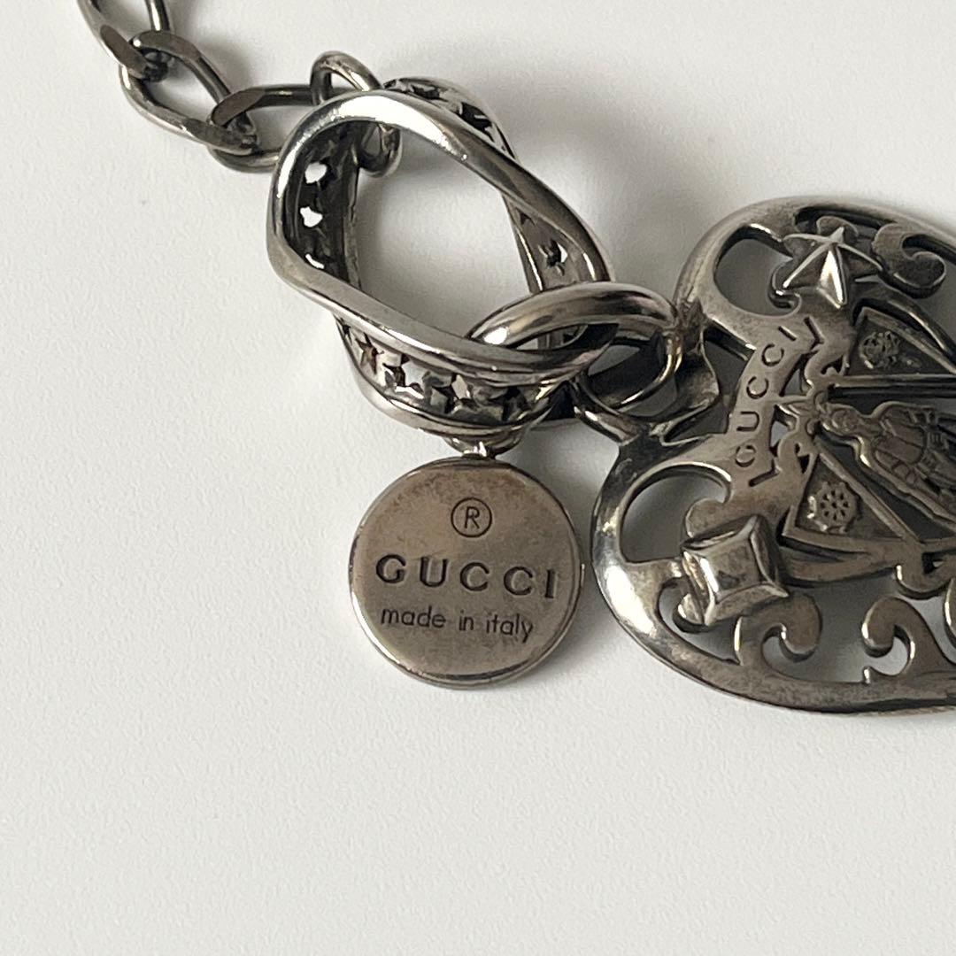 グッチ　ネックレス　ハート　クレスト　トグル　925　シルバー　イタリア製