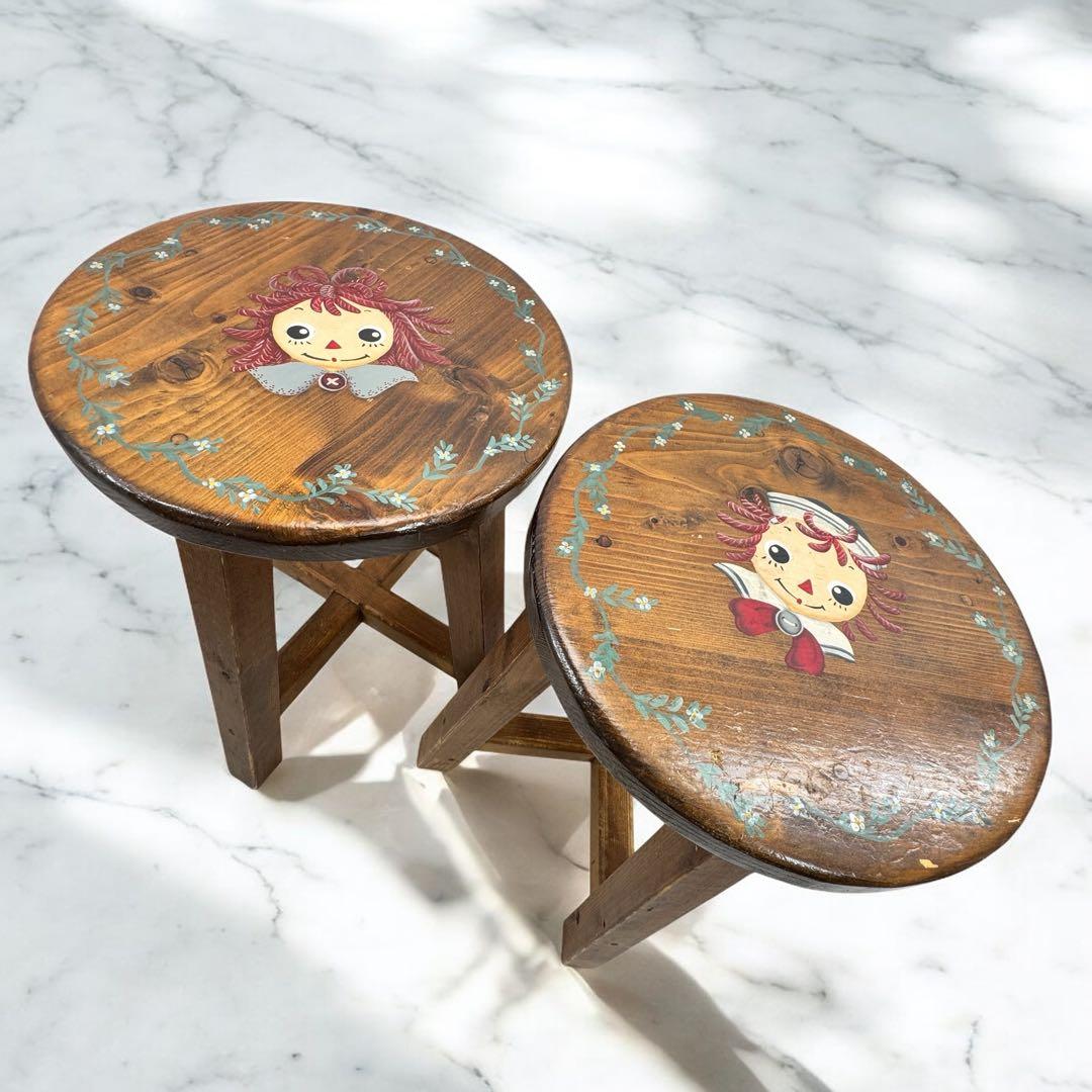 ラガディ アン&アンディ トールペイント 木製 テーブル&スツール２脚 セット