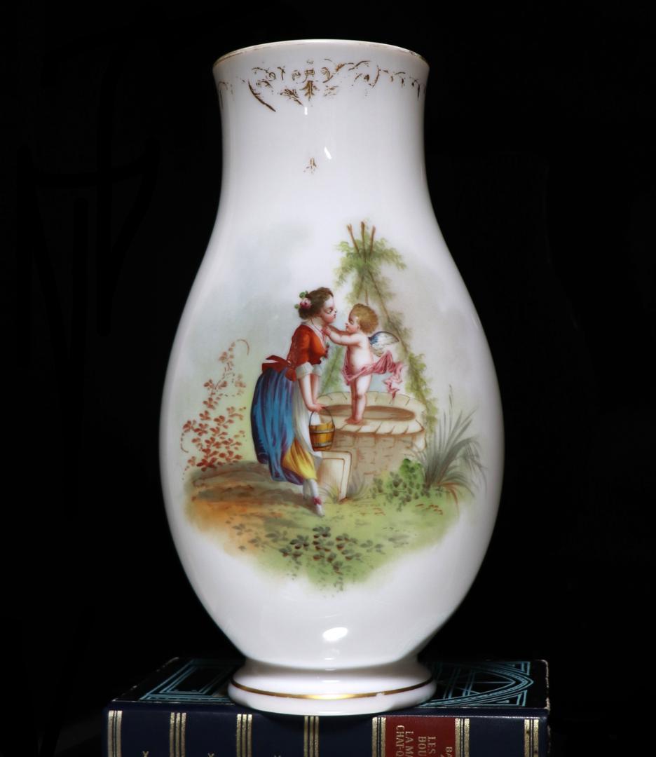 オールドバカラ 美術館級 至高の特大花瓶 オパーリンクリスタル製手彩色天使図飾壷