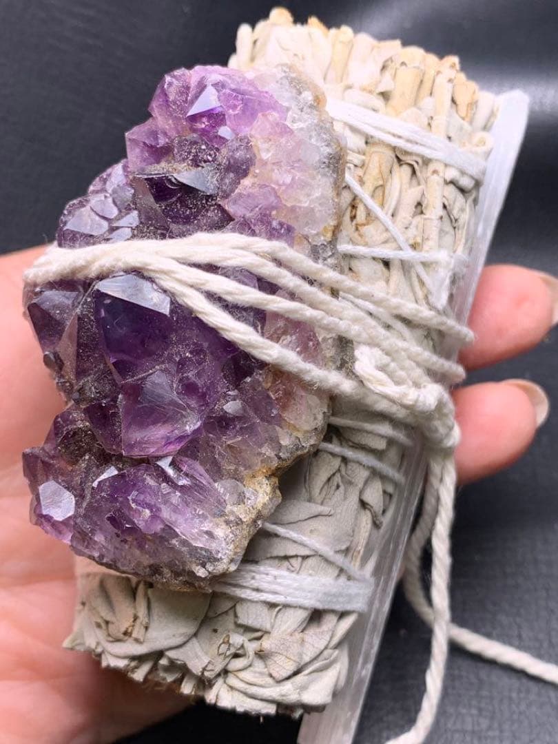 071111 ホワイトセージ＋アメジスト原石＋セレナイト原石