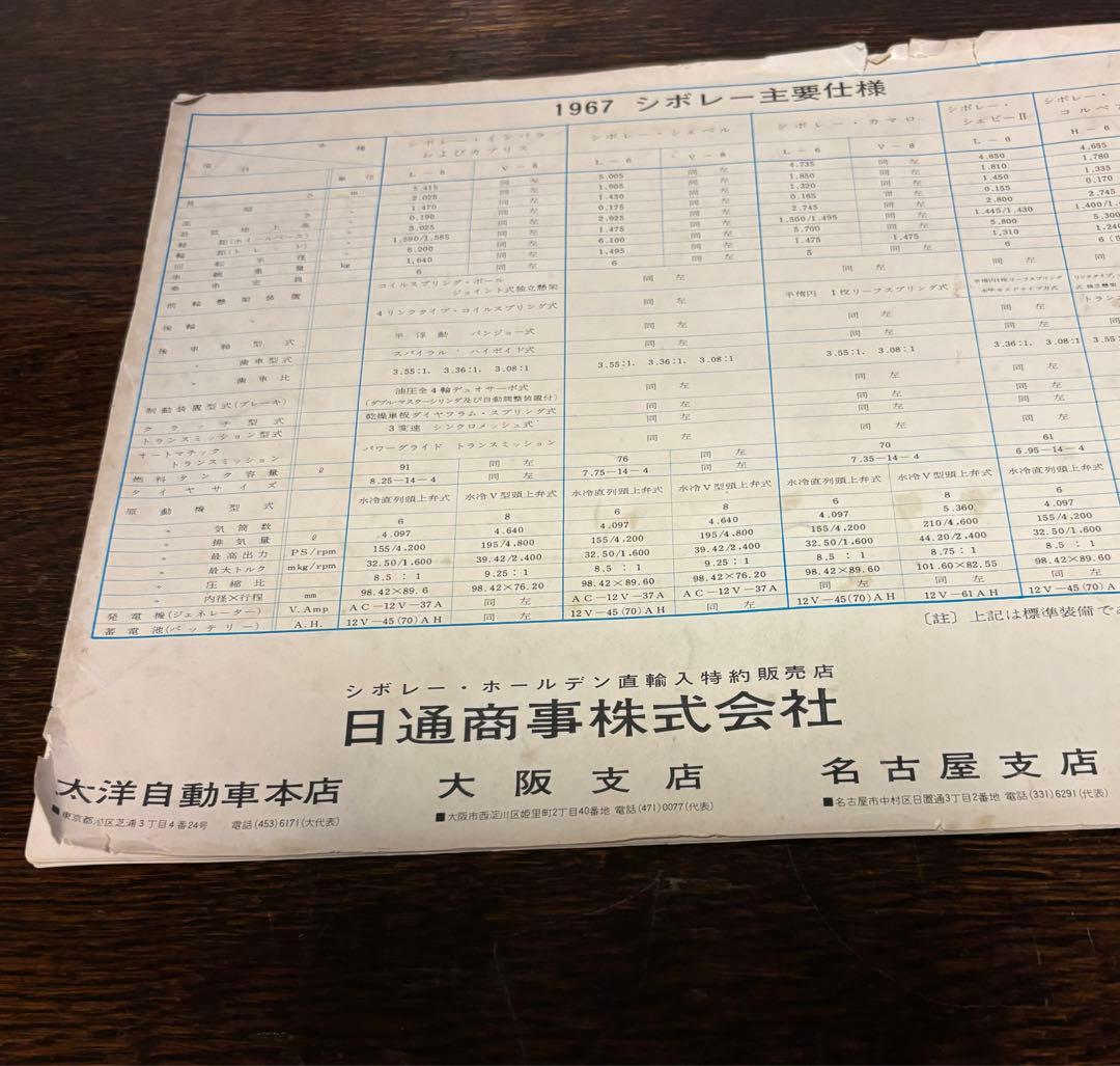 1967 Chevrolet Camaro カタログ　正規　ディーラー　希少