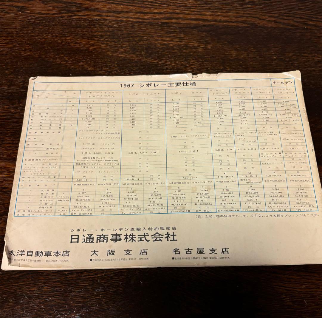 1967 Chevrolet Camaro カタログ　正規　ディーラー　希少
