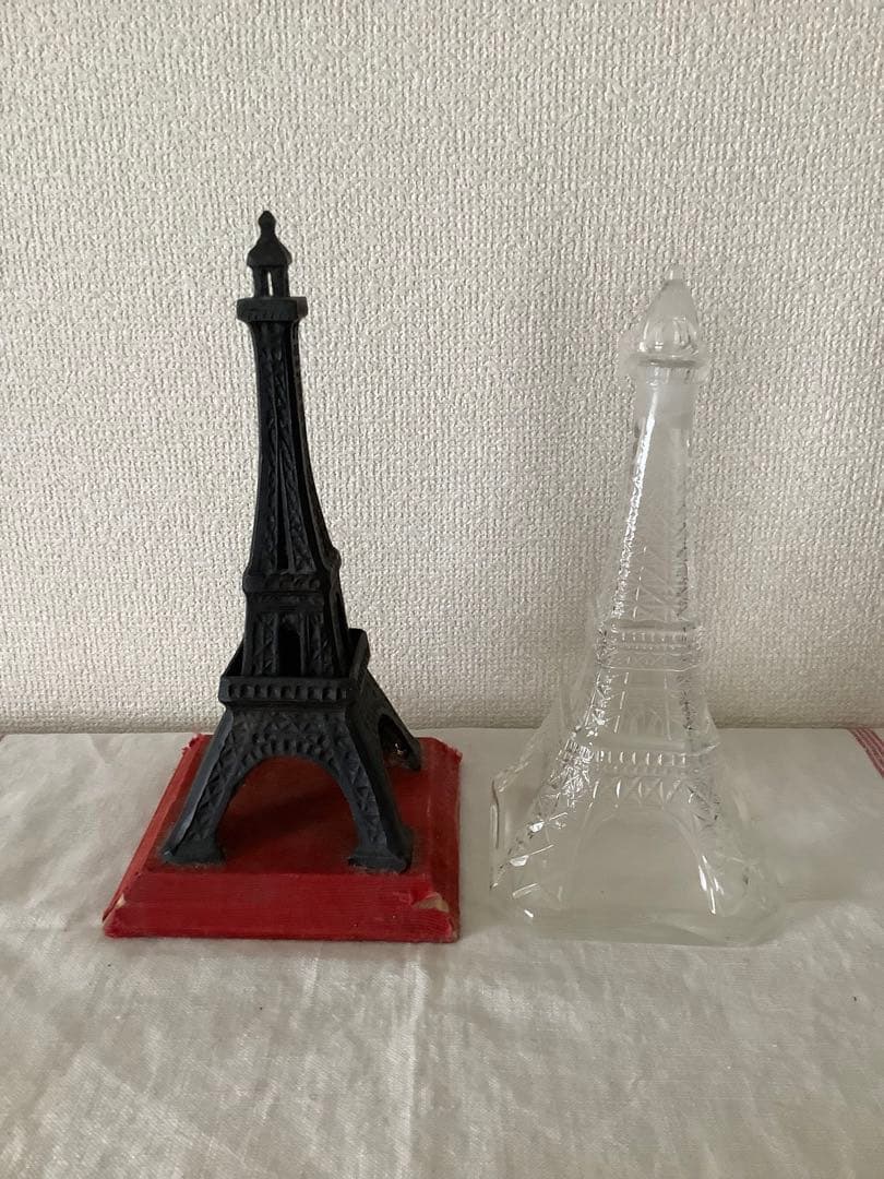 アンティーク　エッフェル塔　3点セット　ティン缶　アイアン　ガラス　パリ