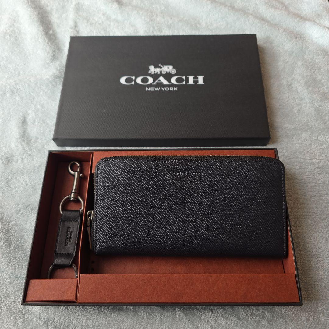 COACH ブラック 長財布 キーホルダー付き