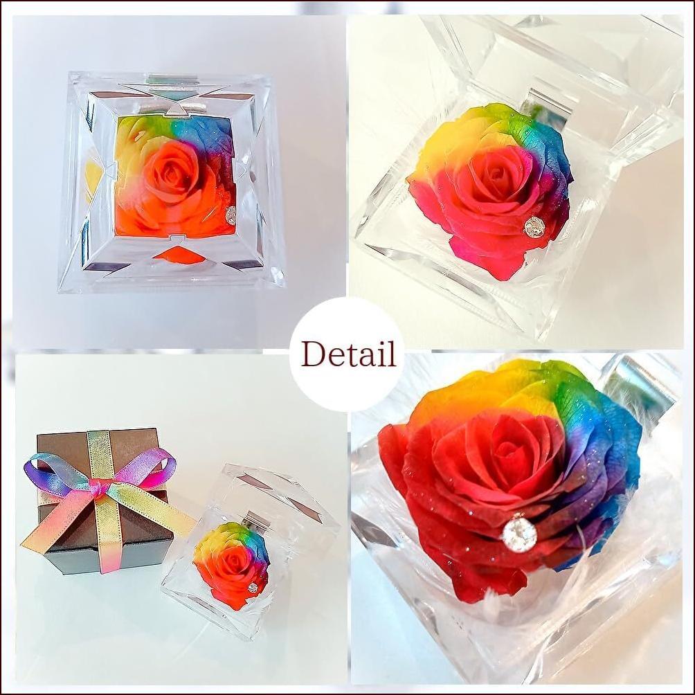 プリザーブドフラワー ダイヤモンドジュエリー レインボーローズ