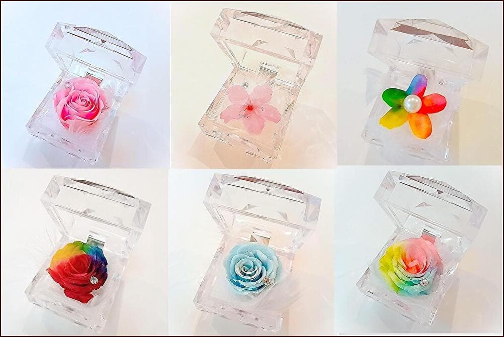 プリザーブドフラワー ダイヤモンドジュエリー レインボーローズ