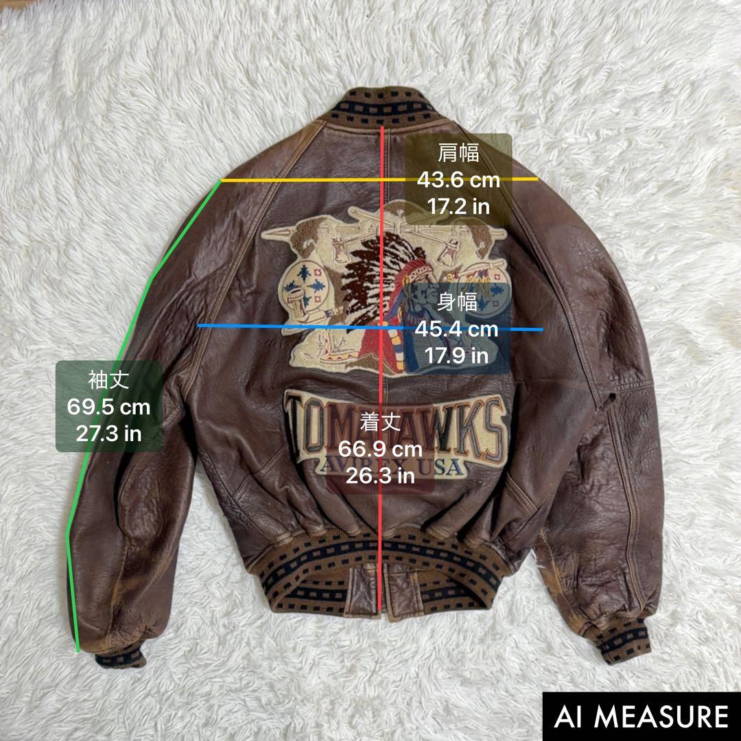 旧タグ ヴィンテージ AVIREX レザースタジャン トマホークス Lサイズ