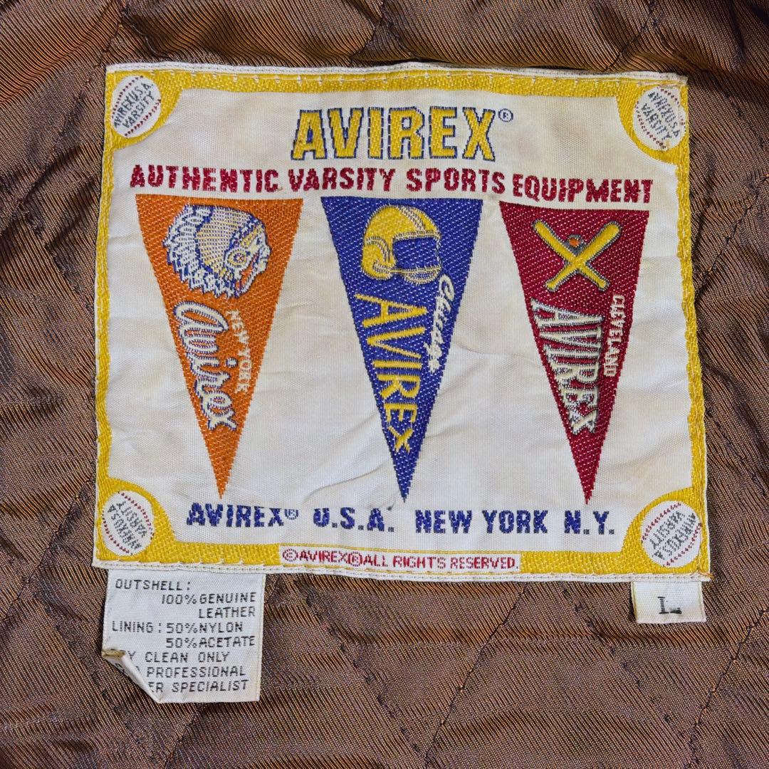 旧タグ ヴィンテージ AVIREX レザースタジャン トマホークス Lサイズ