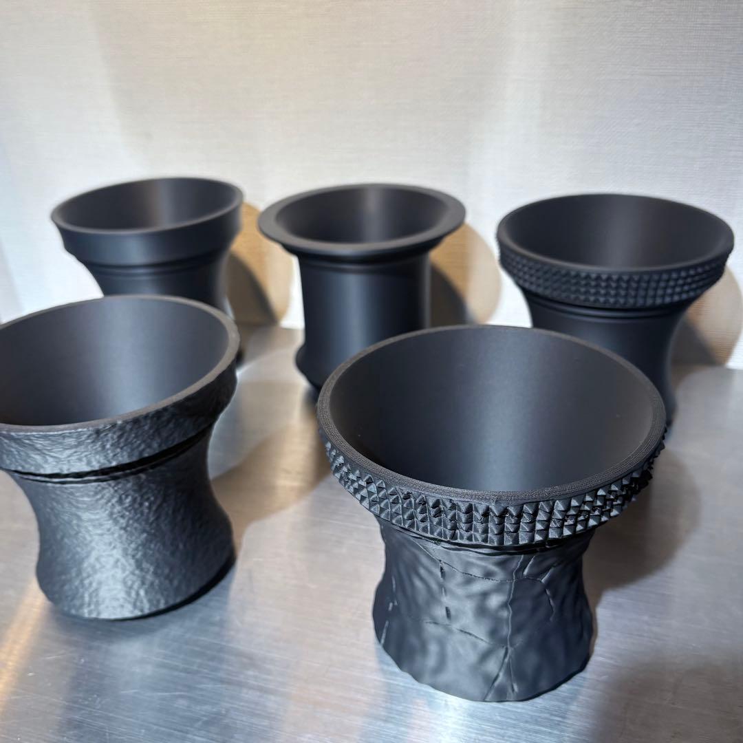 【お買い得セット】4号鉢 5点セット Matte Black 作家鉢 台座付き