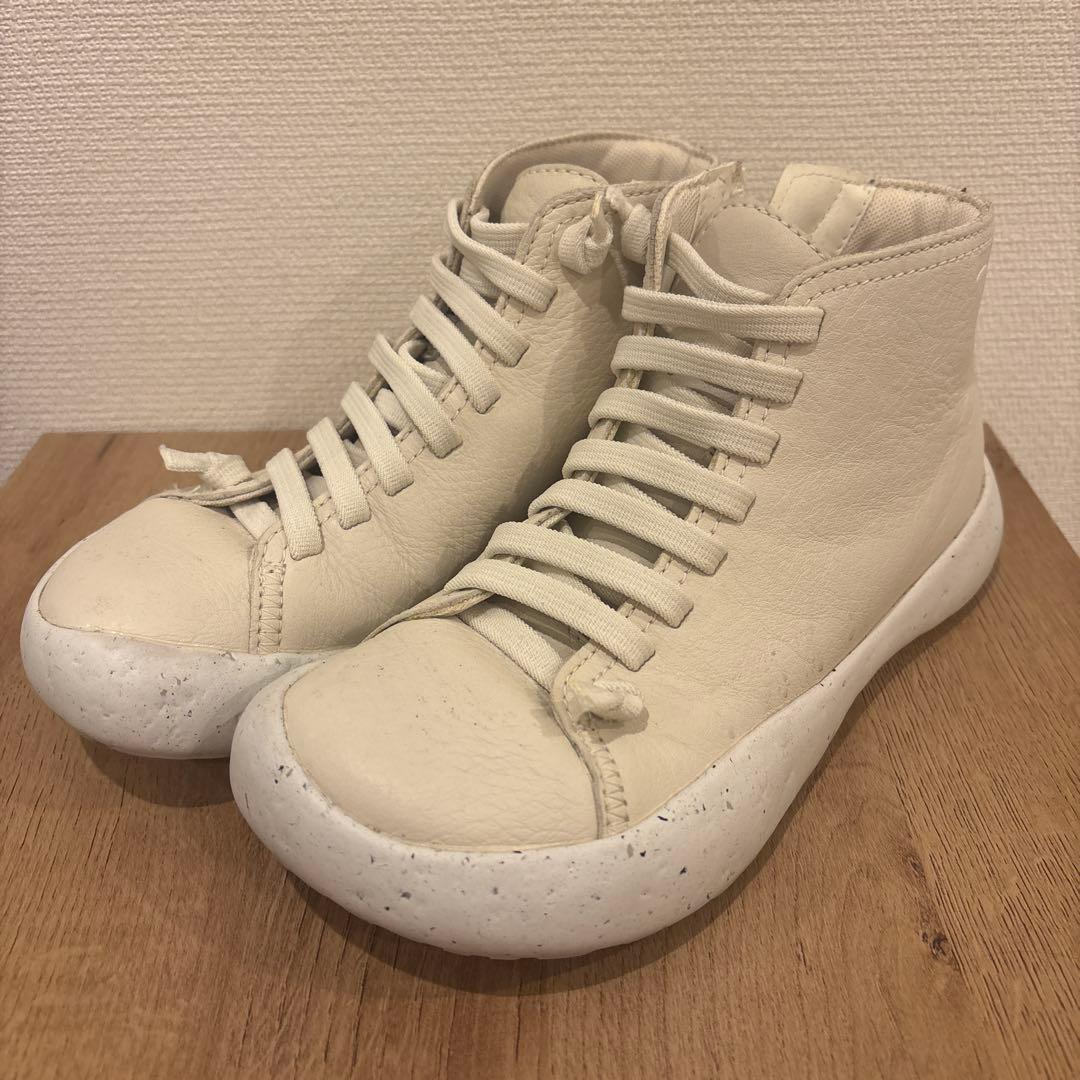 【美品】CAMPER ペウスタジアム レザー ハイカット スニーカー 38