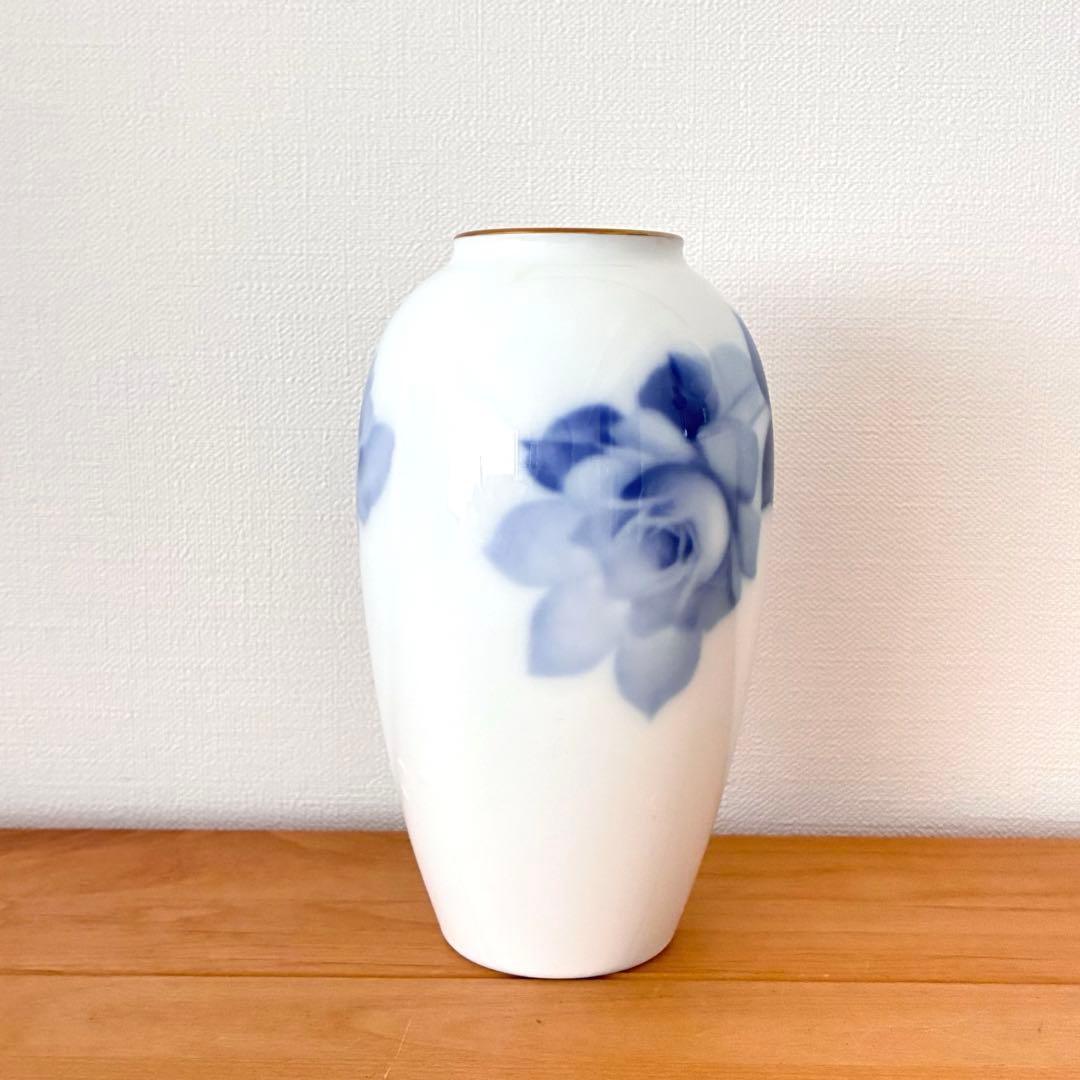 大蔵陶園 ブルーローズ 23cm／15.5cm花瓶 フラワーベース 2台セット