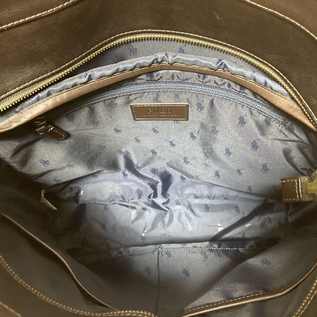 LAUREN RALPH LAUREN ブラウン レザートートバッグ