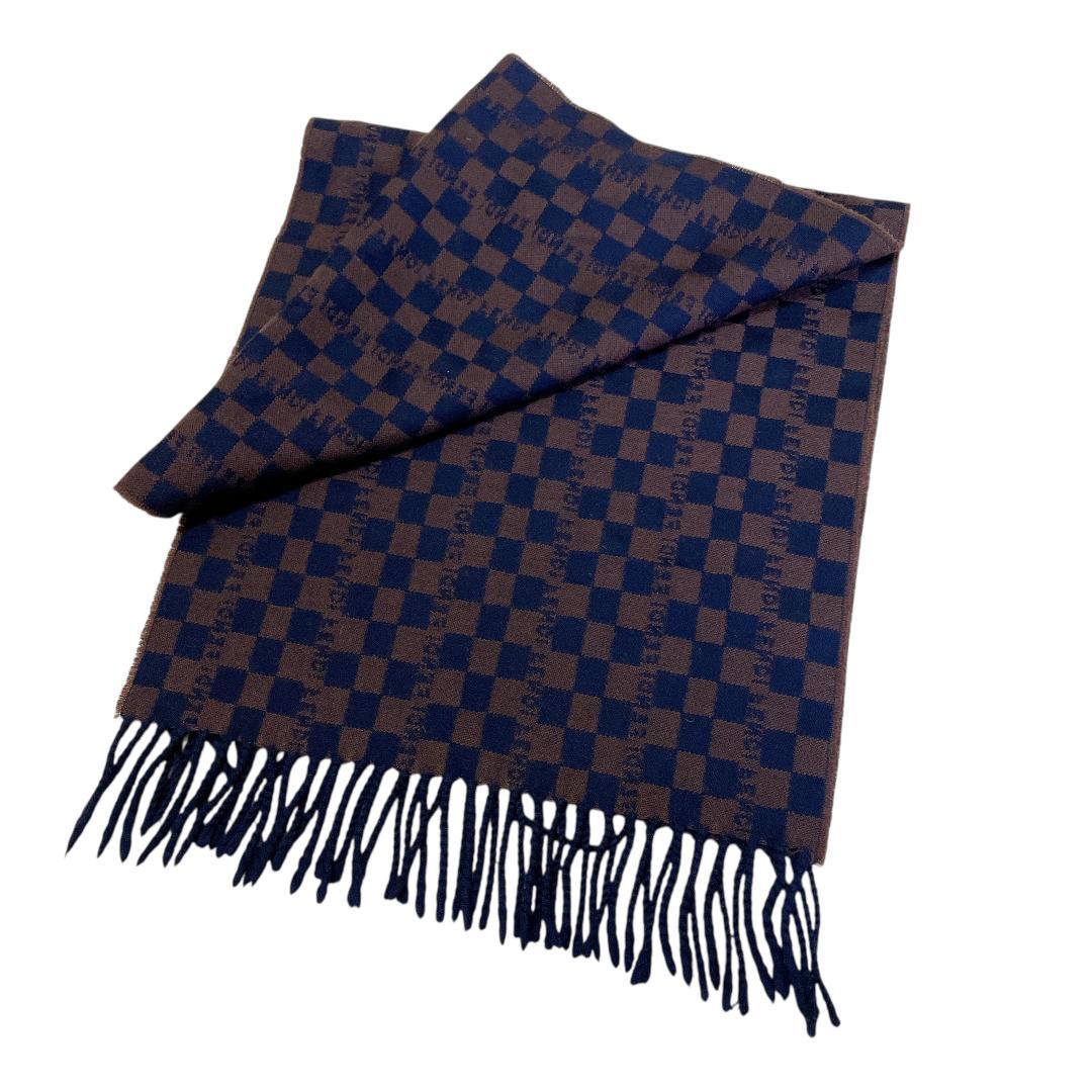 美品 FENDI フェンディ チェック柄 ウール マフラー ストール m487