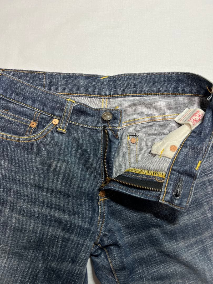 EVISU DONNA 27サイズ　白大黒　ビックカモメ　色落ち加工　ジッパー