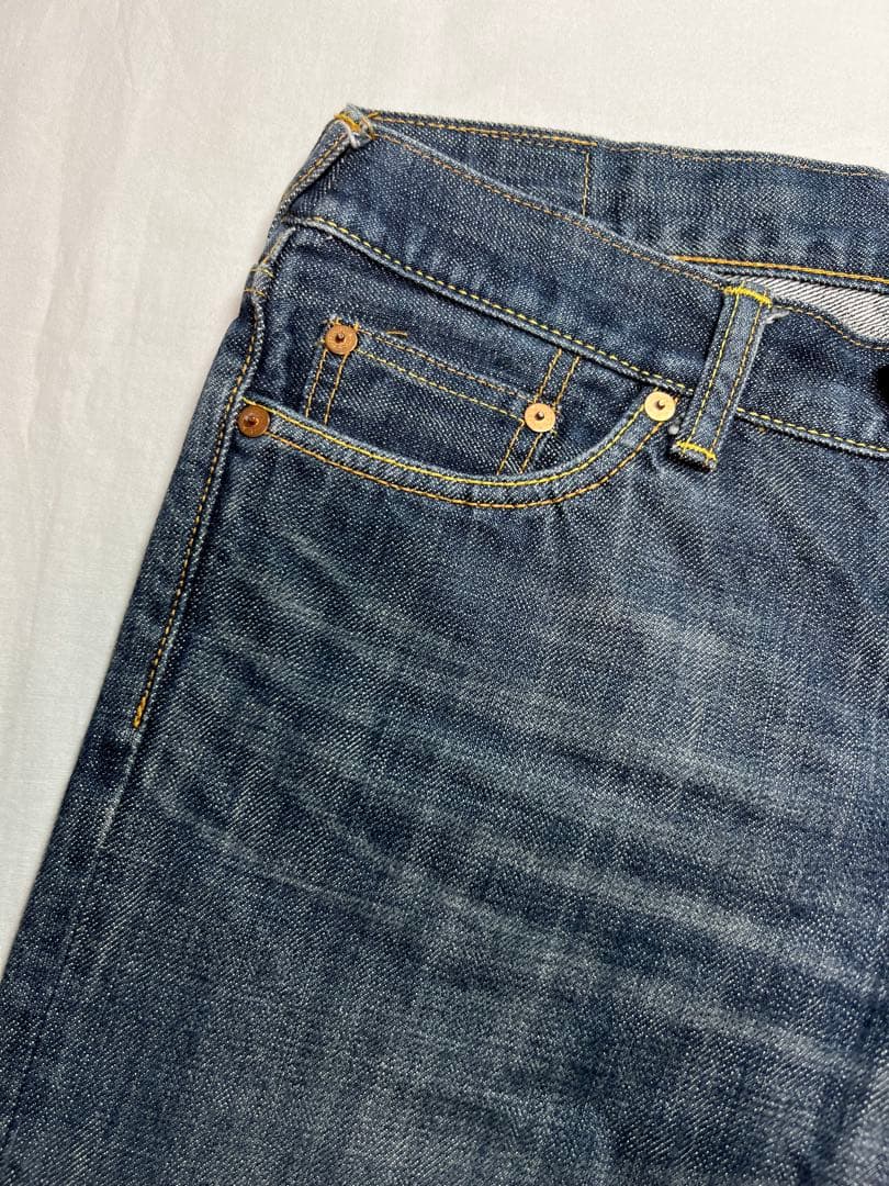 EVISU DONNA 27サイズ　白大黒　ビックカモメ　色落ち加工　ジッパー