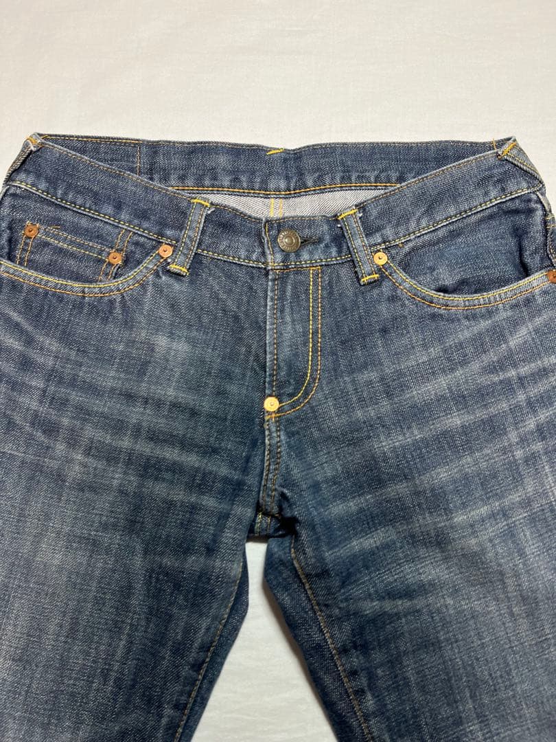 EVISU DONNA 27サイズ　白大黒　ビックカモメ　色落ち加工　ジッパー