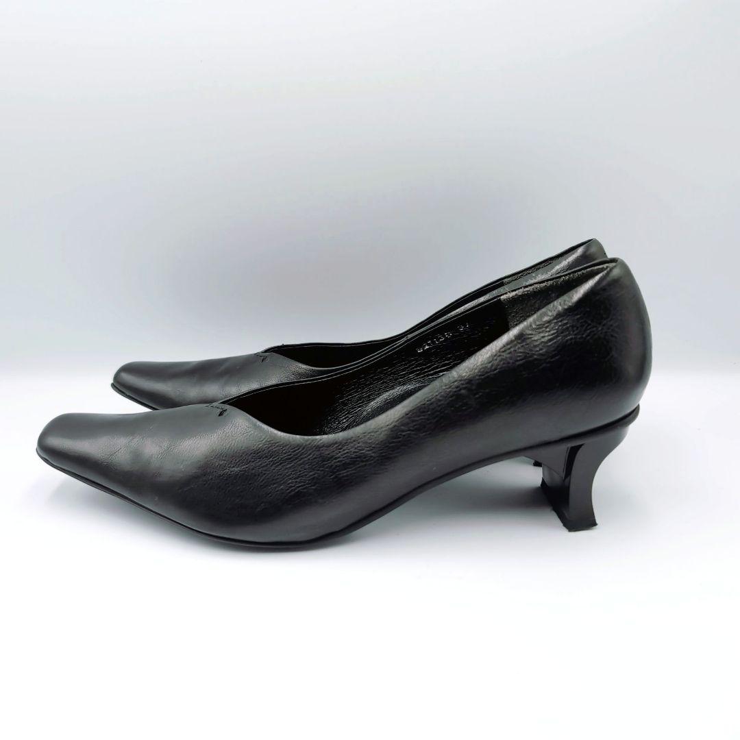 ✨️極美品✨️MANA デザインヒール　ポインテッド　黒　本革　37 Vカット
