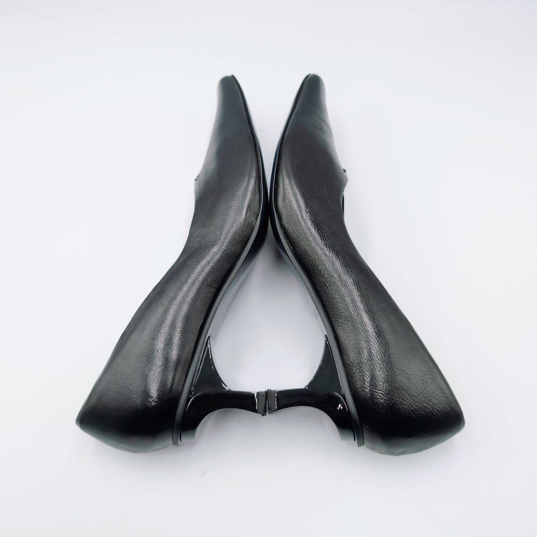 ✨️極美品✨️MANA デザインヒール　ポインテッド　黒　本革　37 Vカット