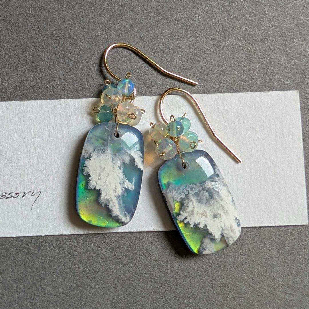 ツナギ様 1点物✧︎レッドプルームアゲート ピアス