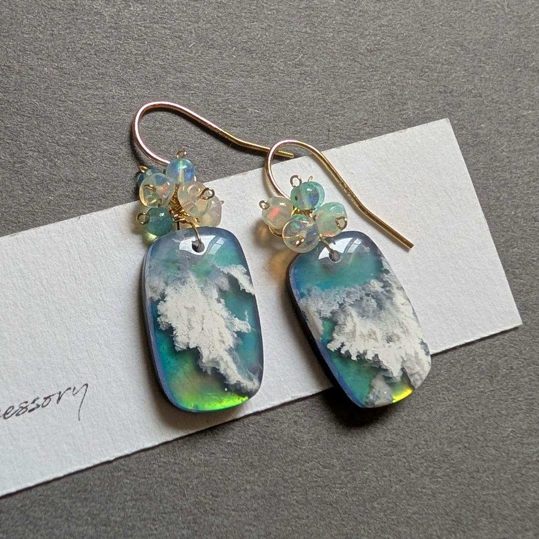 ツナギ様 1点物✧︎レッドプルームアゲート ピアス