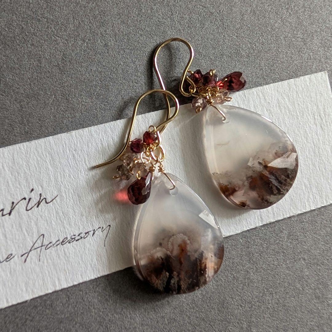 ツナギ様 1点物✧︎レッドプルームアゲート ピアス