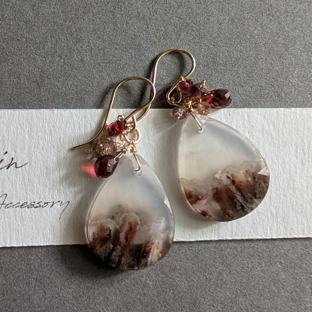 ツナギ様 1点物✧︎レッドプルームアゲート ピアス