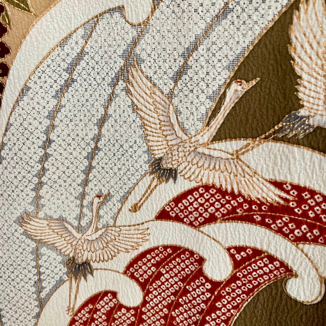 古典柄 鶴 波文様 振袖4点セット‼️お振袖セット‼️TM NO129 フルセット