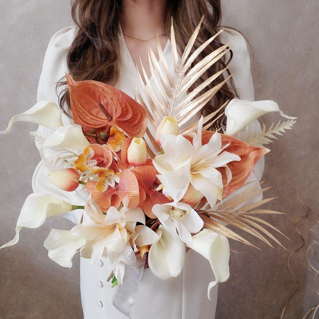 ウエディング　ブーケ　造花　アーティフィシャルフラワー　前撮り　ブートニア