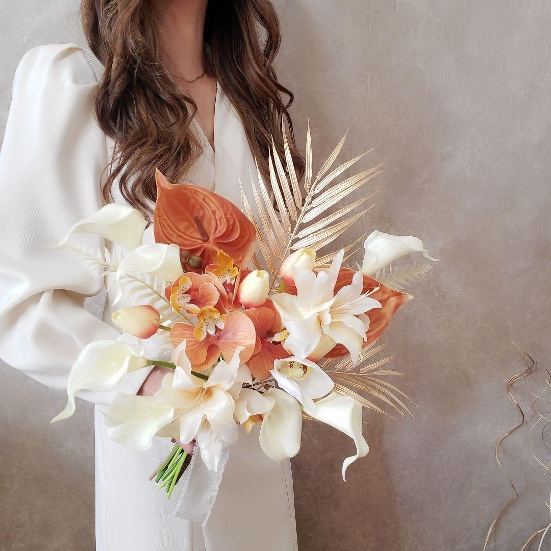 ウエディング　ブーケ　造花　アーティフィシャルフラワー　前撮り　ブートニア