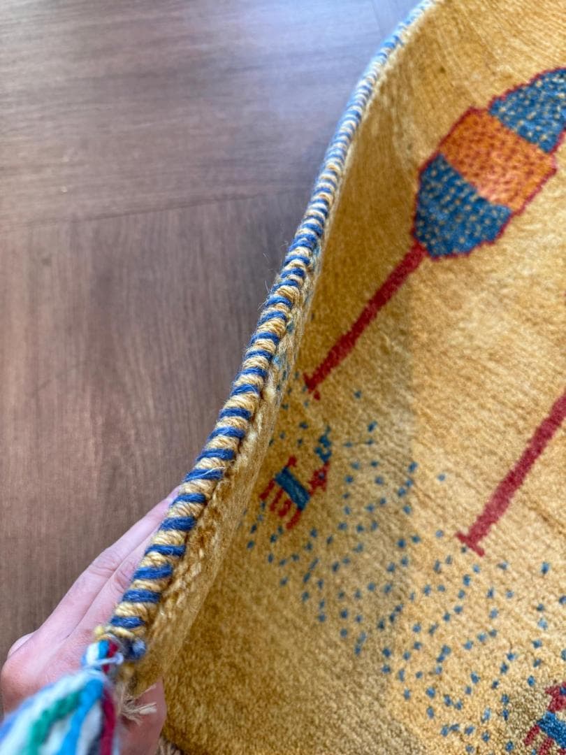 ギャッベ 92x61cm ペルシャ絨毯 手織り ギャベ 玄関マットラグ 絨毯