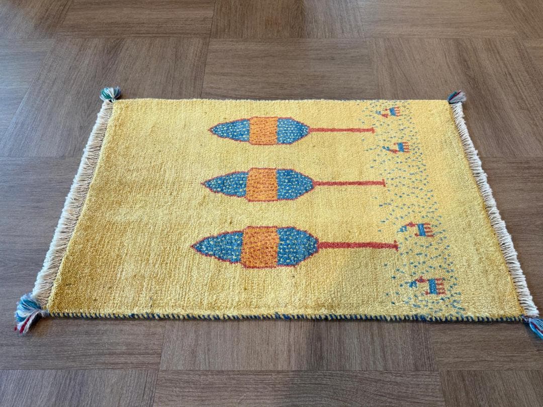 ギャッベ 92x61cm ペルシャ絨毯 手織り ギャベ 玄関マットラグ 絨毯