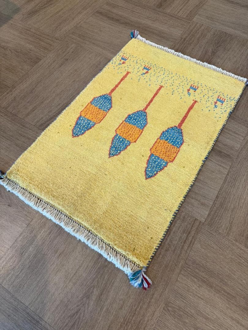 ギャッベ 92x61cm ペルシャ絨毯 手織り ギャベ 玄関マットラグ 絨毯