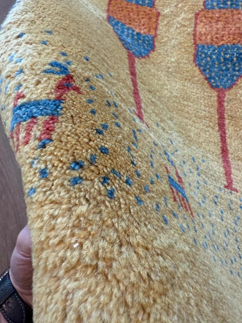 ギャッベ 92x61cm ペルシャ絨毯 手織り ギャベ 玄関マットラグ 絨毯