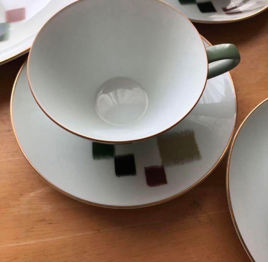 プレミアノリタケ　絣　カップ＆兼用ソーサー 大皿オーバル皿セット　昭和レトロ