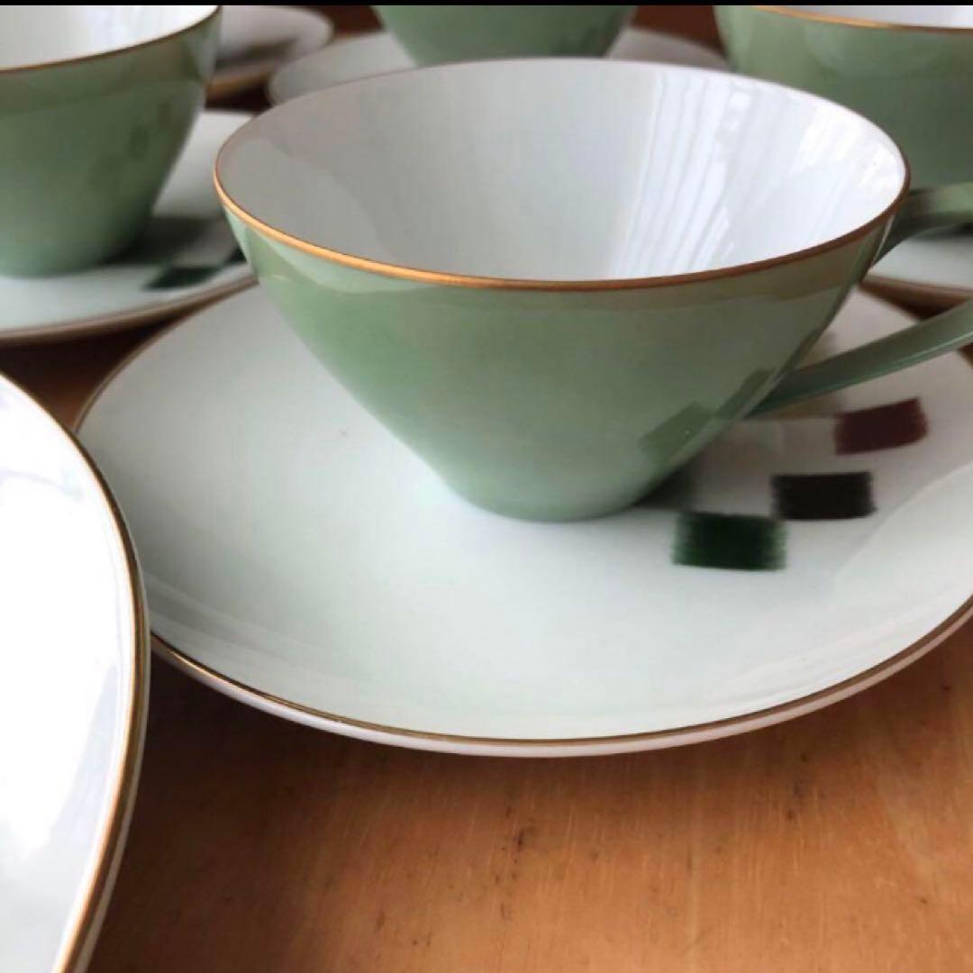 プレミアノリタケ　絣　カップ＆兼用ソーサー 大皿オーバル皿セット　昭和レトロ