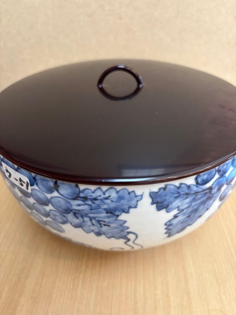 茶道具　一重口水指　染付　葡萄　影徳鎮　王懐英作